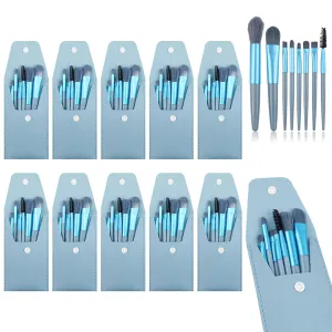 10 Sets Travel Size Makeup Brushes Set Mini Face Make up Brushes Brushes Bag for Makeup Party Favors Wedding Bridal Shower Favors Bridesmaid Gift Bachelorette Party Gift (Light Blue, 10pc)