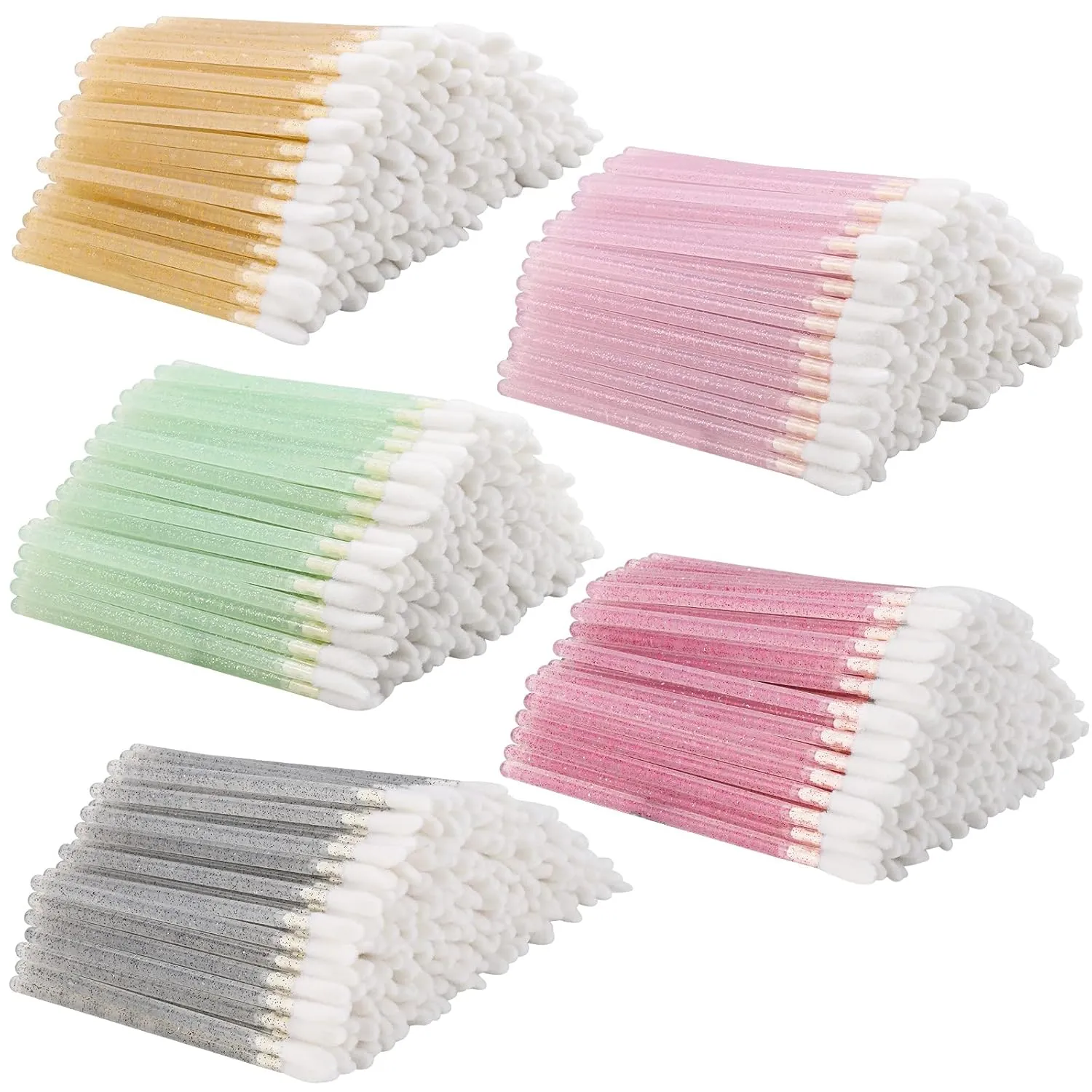 1000 Counts Lip Applicators Disposable Lip Brushes Crystal Lipstick Lip Gloss Wands 5 Colors*1000pcs