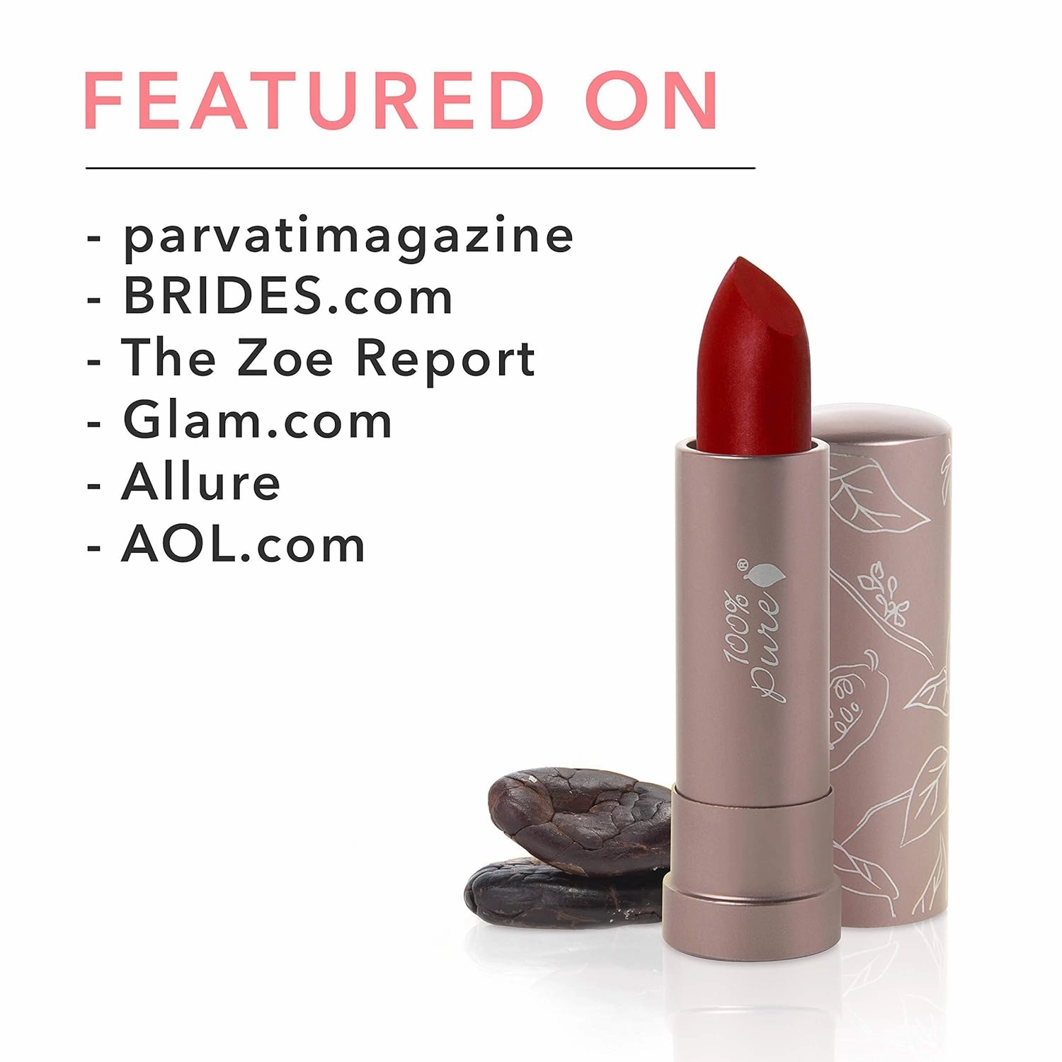 100% PURE Cocoa Butter Matte Lipstick Full Stay All Day Coverage, Lasting Moisturizing & Softening Natural Lip Color for All Skin Tones Vegan Fruit Pigmented Blood Orange (Classic Brick Red) - 0.15 oz