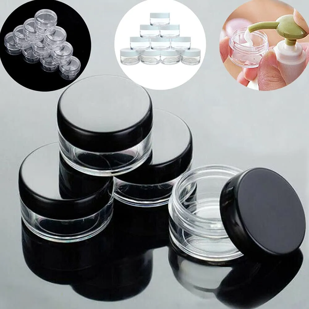 100pcs 2g 3g 5g 10g 15g 20g Plastic Empty Clear Cosmetic Jar Makeup Containers Eyeshadow Lip Balm Lotion Transparent Sample Bottles Vials Cream Pots Gel Box 2ml 3ml 5ml 10ml 15ml 20ml (2g,Blue)