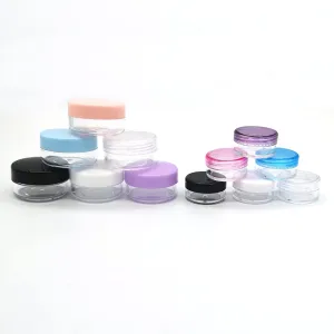 100pcs 2g 3g 5g 10g 15g 20g Plastic Empty Clear Cosmetic Jar Makeup Containers Eyeshadow Lip Balm Lotion Transparent Sample Bottles Vials Cream Pots Gel Box 2ml 3ml 5ml 10ml 15ml 20ml (2g,Blue)