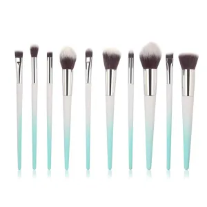 10pcs Diamond Shape Makeup Brushes Eyeshadow Eyebrow Concealer Powder Flat Foundation Brushes Set (white green)