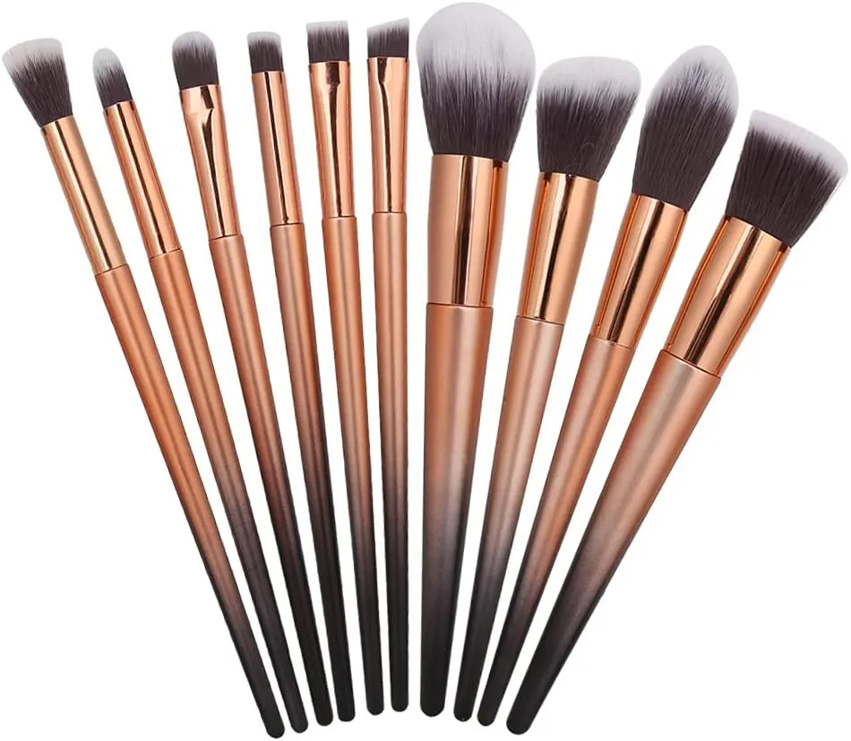 10pcs Face Blush Powder Eyeshadow Eyeliner Lip Brush Makeup Brushes Set Beauty Tool for Eyeshadow, Eyebrow, Eyeliner, Blending