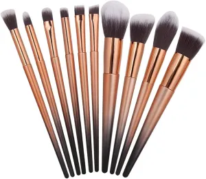 10pcs Face Blush Powder Eyeshadow Eyeliner Lip Brush Makeup Brushes Set Beauty Tool for Eyeshadow, Eyebrow, Eyeliner, Blending