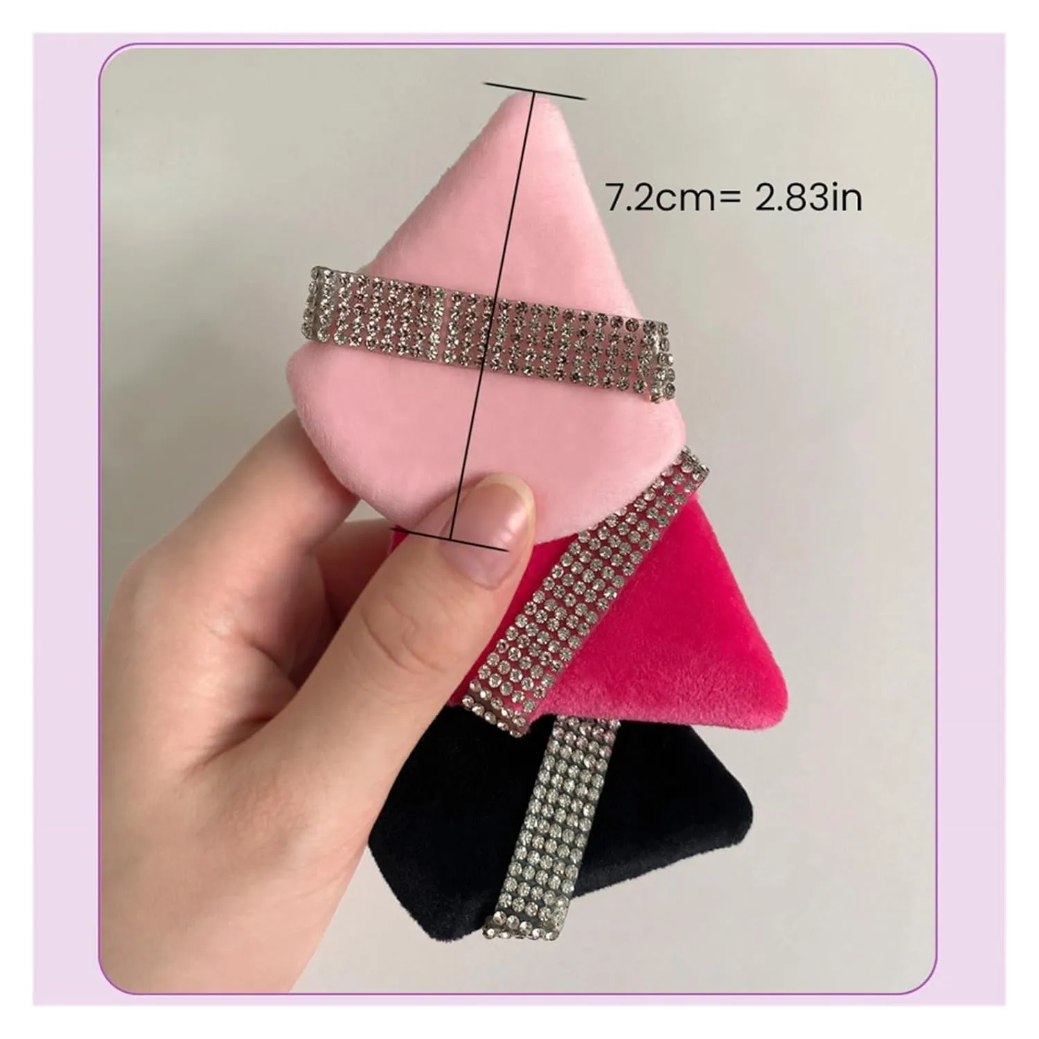 10Pcs Triangle Velvet Powder Puff Make Up Sponges for Face Eyes Contouring Shadow Seal Cosmetic Foundation Makeup Tool(SHE071-10black1)