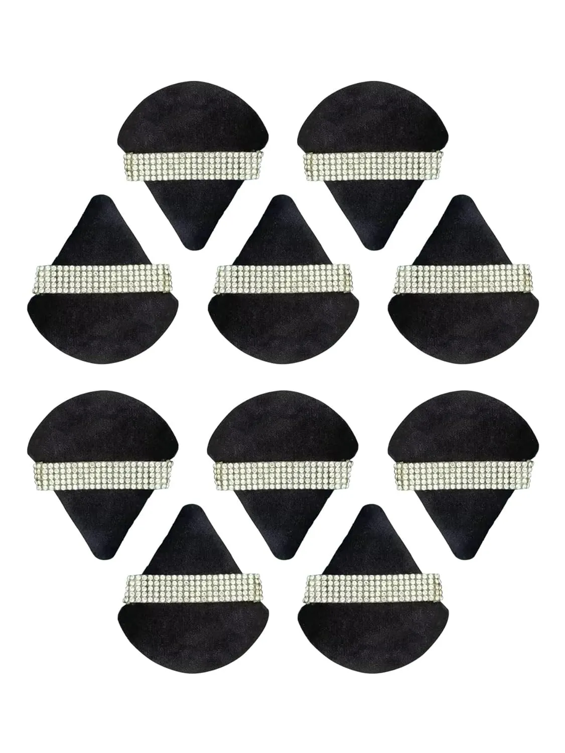 10Pcs Triangle Velvet Powder Puff Make Up Sponges for Face Eyes Contouring Shadow Seal Cosmetic Foundation Makeup Tool(SHE071-10black1)