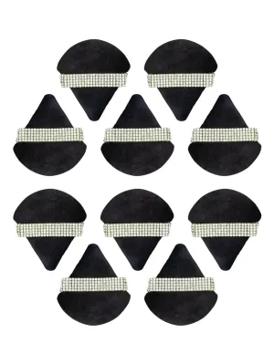 10Pcs Triangle Velvet Powder Puff Make Up Sponges for Face Eyes Contouring Shadow Seal Cosmetic Foundation Makeup Tool(SHE071-10black1)