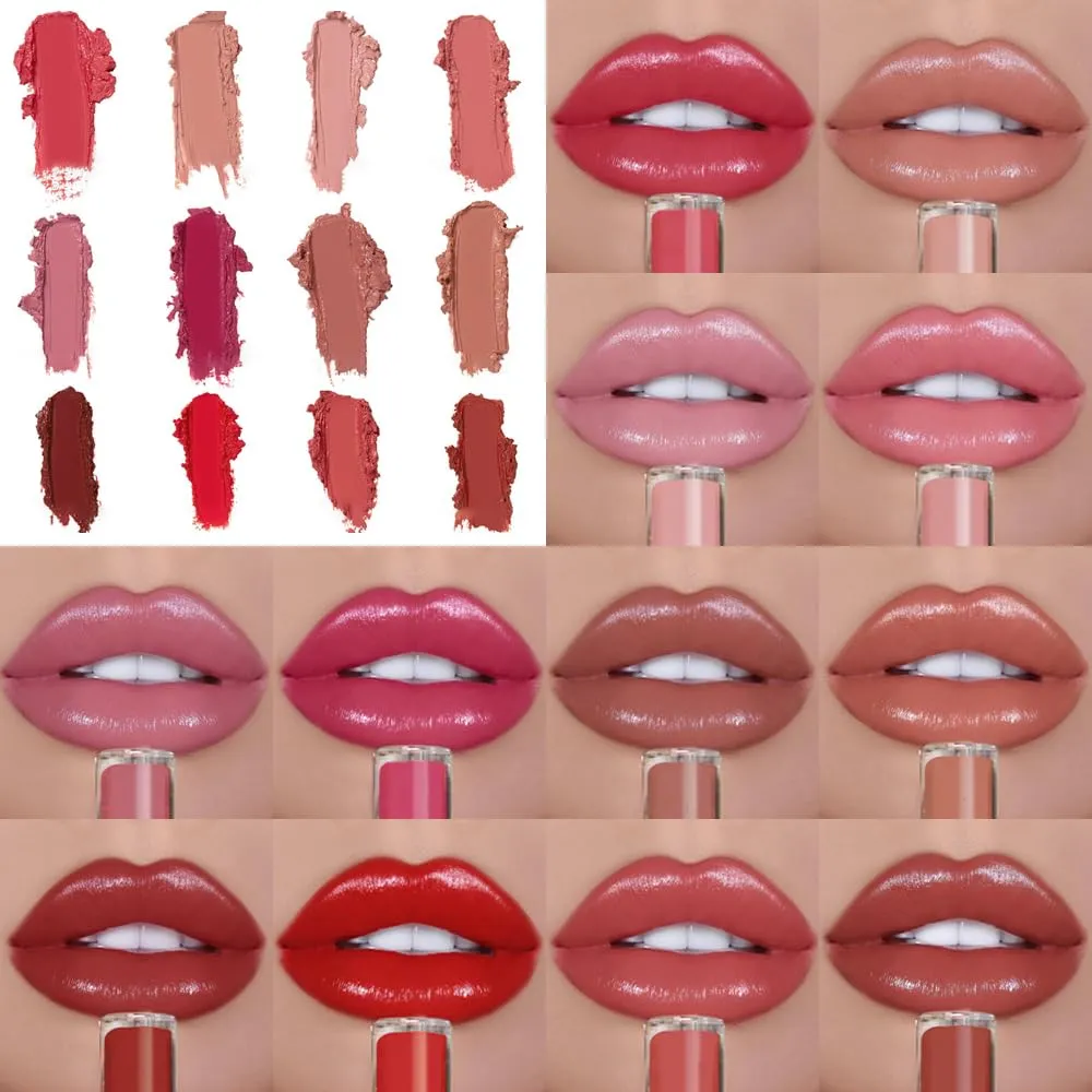 12 Colors Cream Texture Lipstick for Women 2025 New Long Lasting Lipstick Lipgloss Velvet Lip Makeup, Non-Stick Liquid Lip Stick Non-Fading Lip Gloss Hydrating Lip Tint (#03, 2fl oz/6ml)
