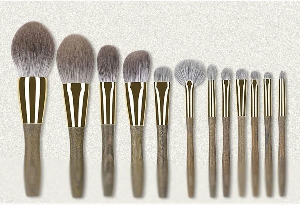 12 Green Sandalwood Makeup Brush Set Full Set of Loose Powder Brush Eyeshadow Green Sandalwood