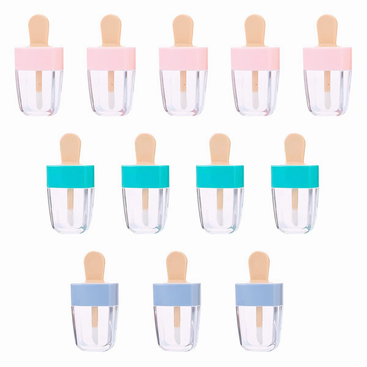 12 Pcs 8ml Ice Cream Shaped Empty Lip Gloss Tube Bottles Refillable Lip Balm Containers Lipstick Tube DIY Cosmetic Sample Bottles,Mixed Color
