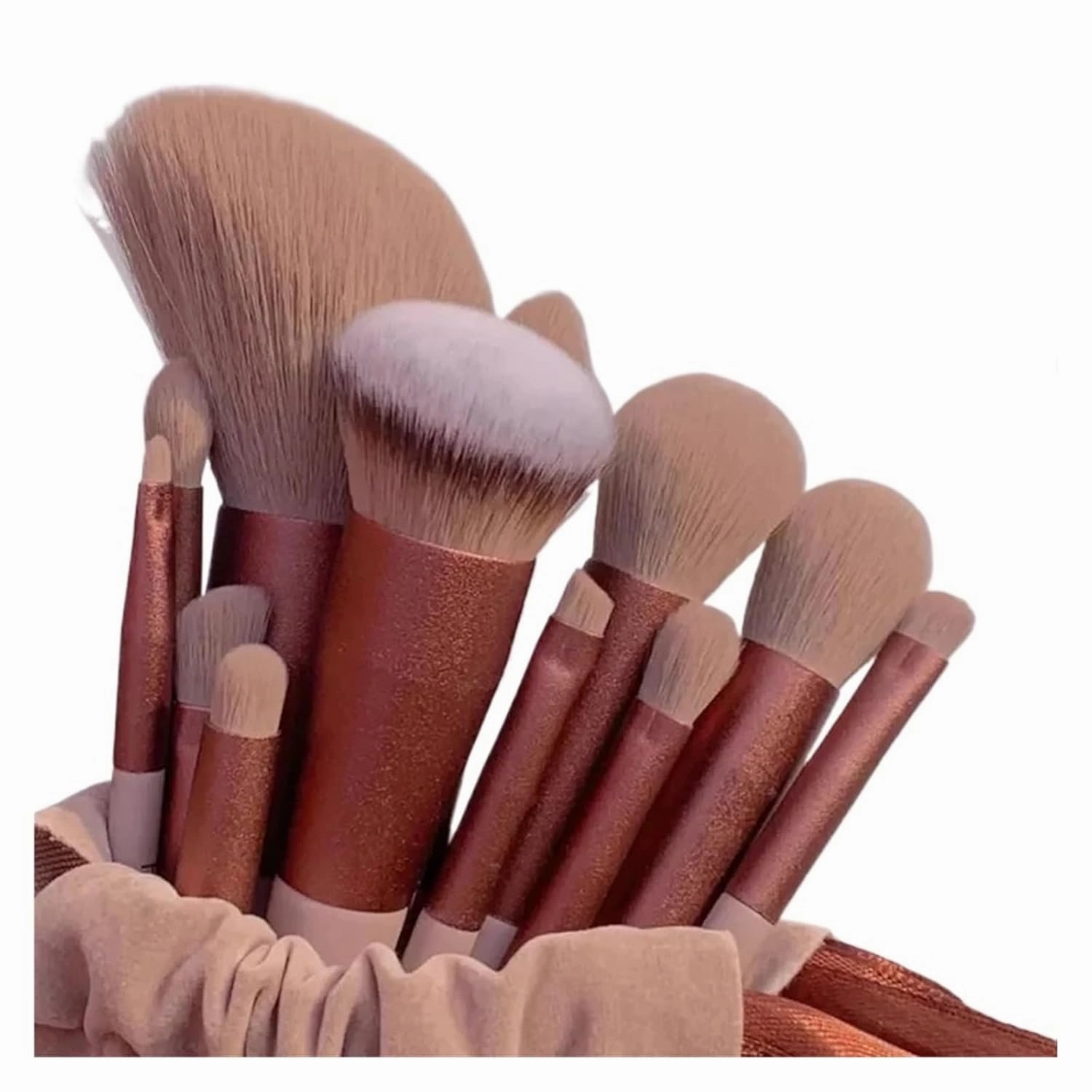 13 PCS Makeup Brushes Set Eye Shadow Foundation Women Cosmetic Brush Eyeshadow Blush Beauty Soft Make Up Tools Bag(Green with bag)