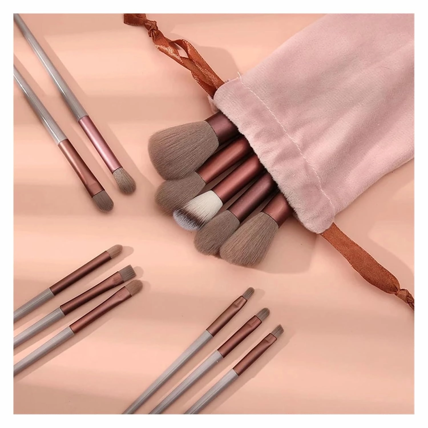 13 PCS Makeup Brushes Set Eye Shadow Foundation Women Cosmetic Brush Eyeshadow Blush Beauty Soft Make Up Tools Bag(Green with bag)