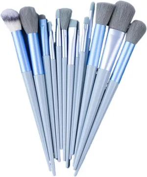 13PCS Makeup Brushes Set with Bag Soft Fluffy for Cosmetics Foundation Blush Powder Eyeshadow Blending Makeup Brush Beauty Tools(Blue)