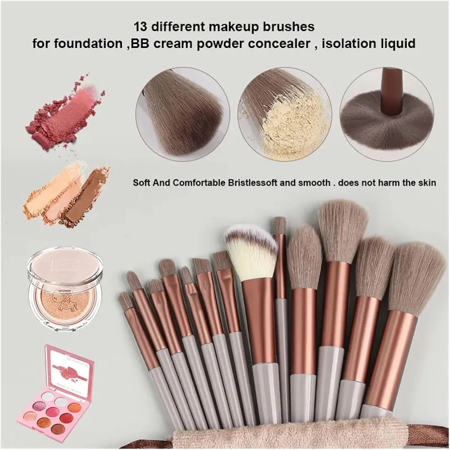 13PCS Makeup Brushes Set with Bag Soft Fluffy for Cosmetics Foundation Blush Powder Eyeshadow Blending Makeup Brush Beauty Tools(Blue)