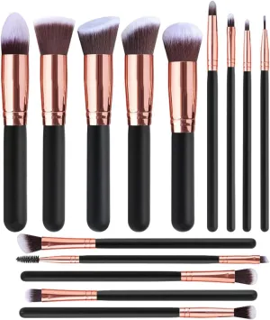 14 Makeup Brushes, Eyeshadow Brush Set, 5 Large 9 Small Makeup Brushes, Rose Gold Foundation Brush