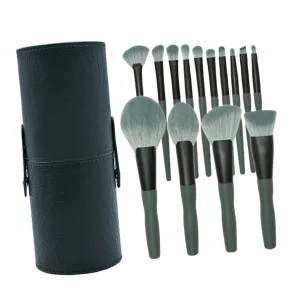 14-piece Makeup Brush Set Comprehensive Cosmetics Tool Kit Green Bamboo Makeup Brushes for Face Eyes Lips