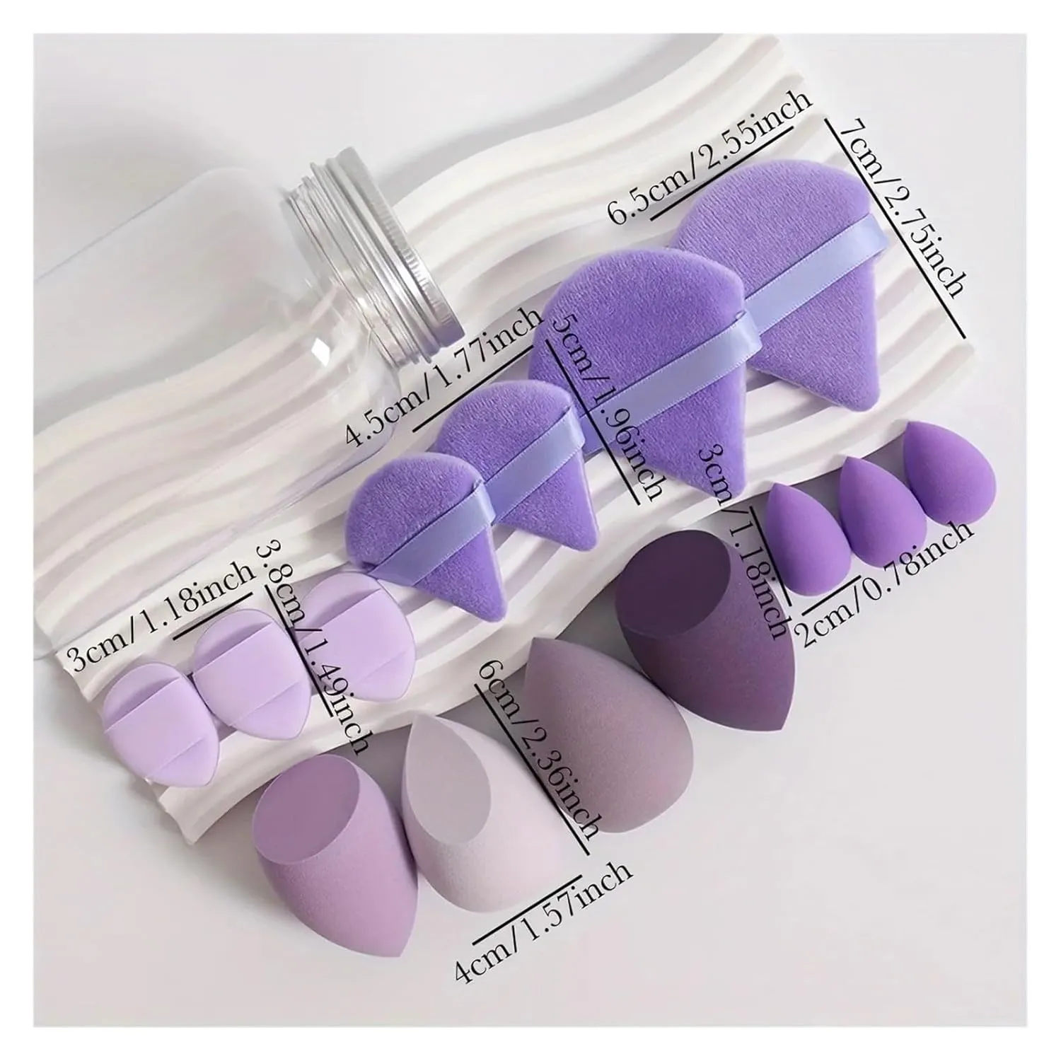 14pc Makeup Sponge Set With Storage Jar, Velvet Beauty Blenders, Makeup Sponge Finger Puff, Foundation Cosmetic Puffs(Pink)