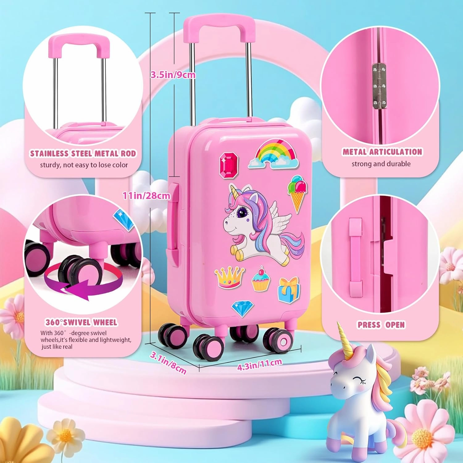 18 inch Doll Clothes and Accessories - Doll Travel Suitcase Luggage, Clothes and Shoes, Bag, Sunglasses, Camera, Passport, Notebook, Phone, pad Travel Gear Play Set(No Doll)