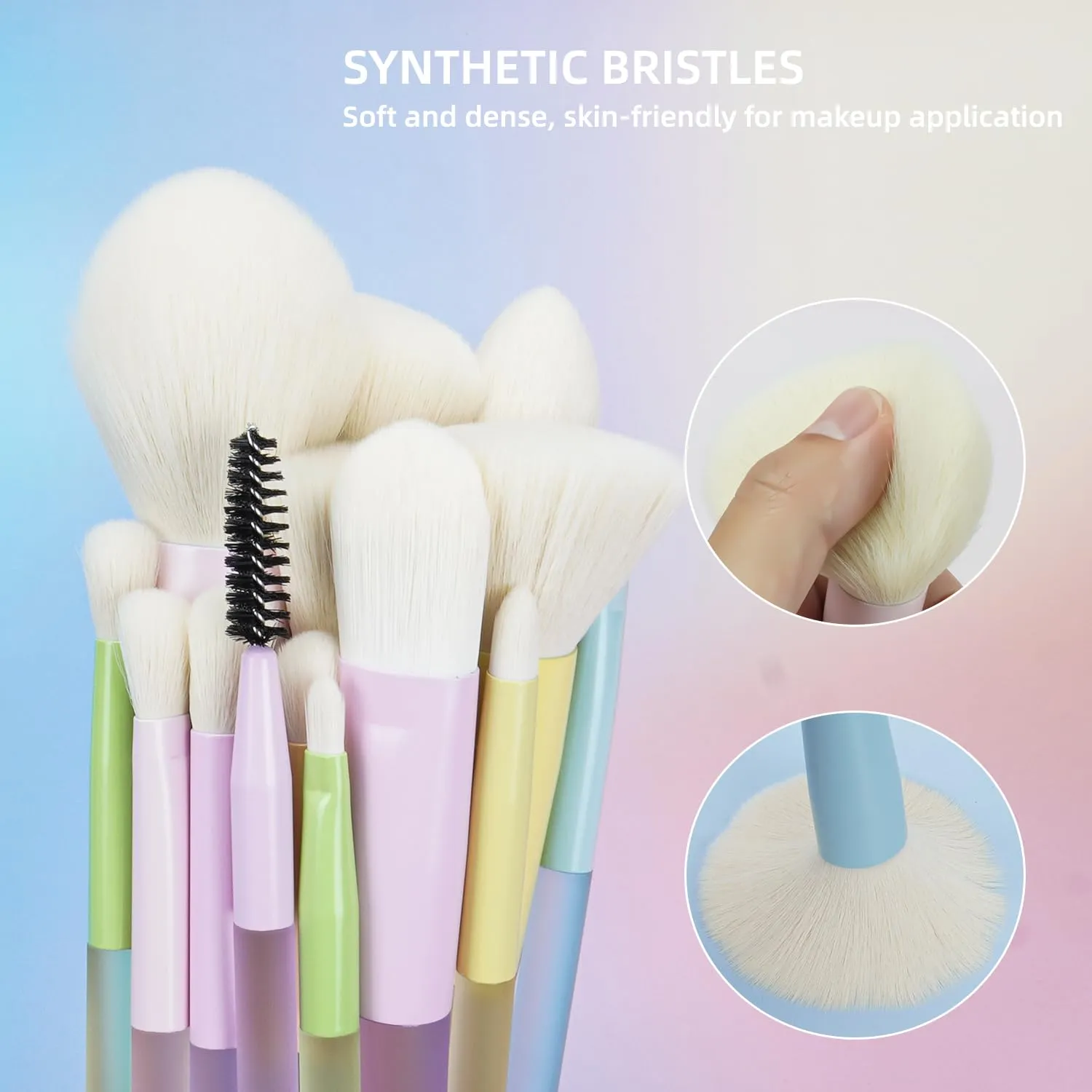 18pcs Colorful Makeup Brush Set with Make up Bag and Sponge Applicators for Liquid Foundation - Professional Cosmetics Tools Blush Blending Blender Brushes Gift Pack (Multi-Colored)