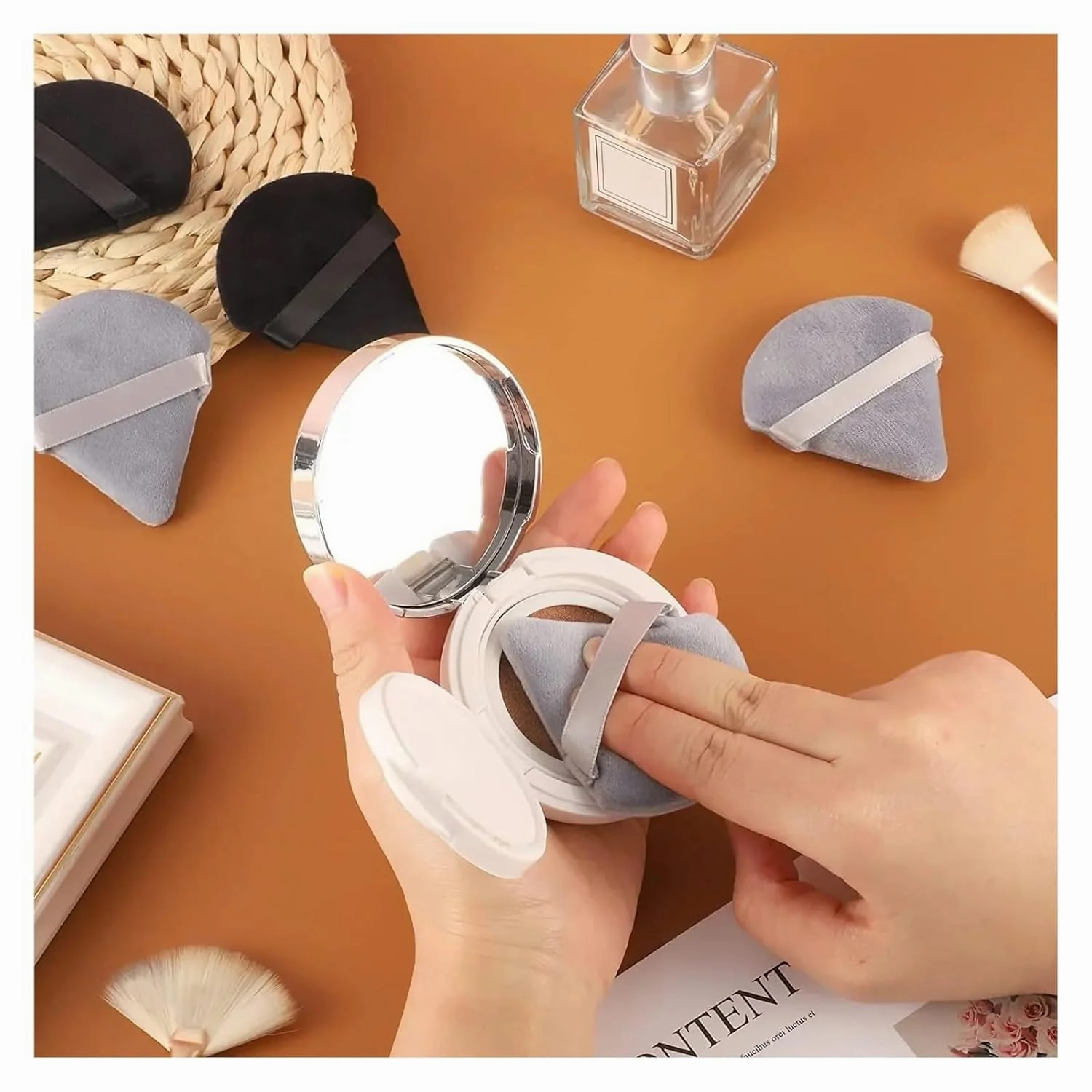 1/3/6Pcs Triangle Velvet Powder Puff Make Up Sponges for Face Eyes Contouring Shadow Seal Cosmetic Foundation Makeup Tool(White-6pcs)