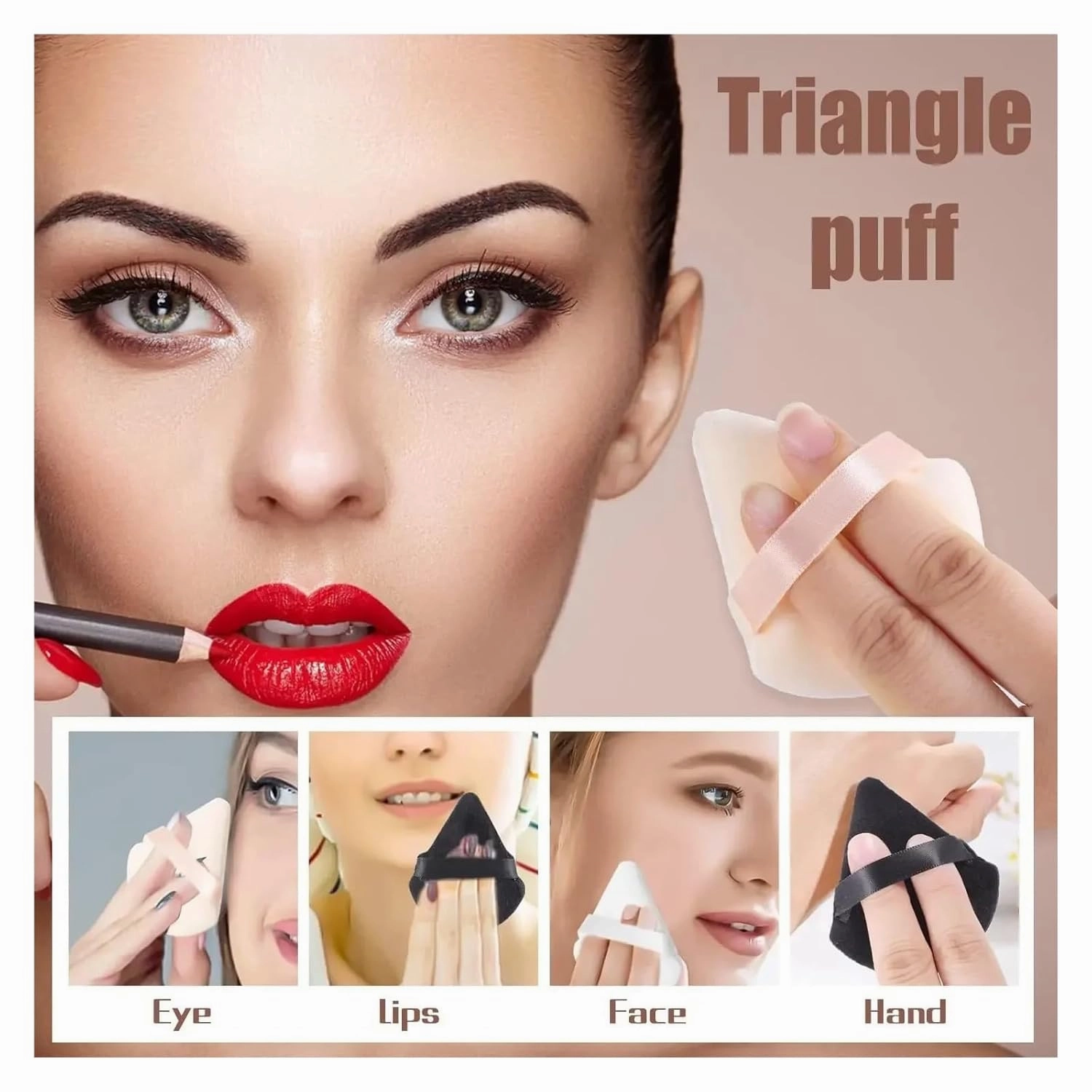 1/3/6Pcs Triangle Velvet Powder Puff Make Up Sponges for Face Eyes Contouring Shadow Seal Cosmetic Foundation Makeup Tool(White-6pcs)