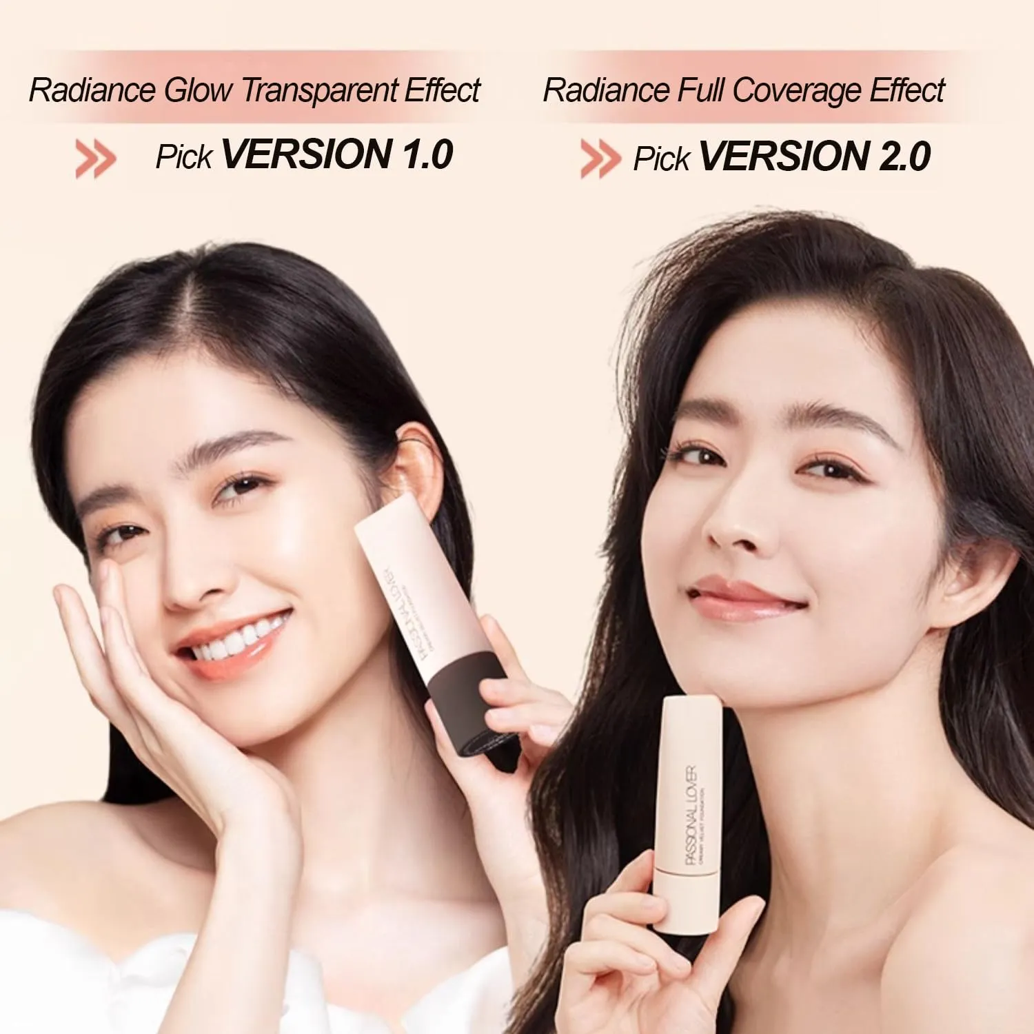 1PC PL Creamy Velvet Foundation Verion 1.0 / Version 2.0, Transparent/Full Coverage Foundation, Create Flawless Makeup Foundation For Dry & Dry Combination Skin (#00, 30g)
