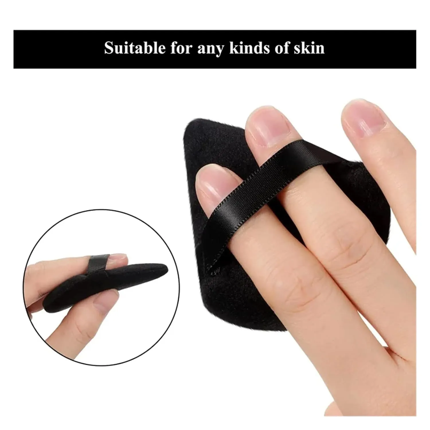 2/12Pcs Triangle Velvet Powder Puff Make Up Sponges for Face Eyes Contouring Shadow Seal Cosmetic Foundation Makeup Tool(Black and white-01)