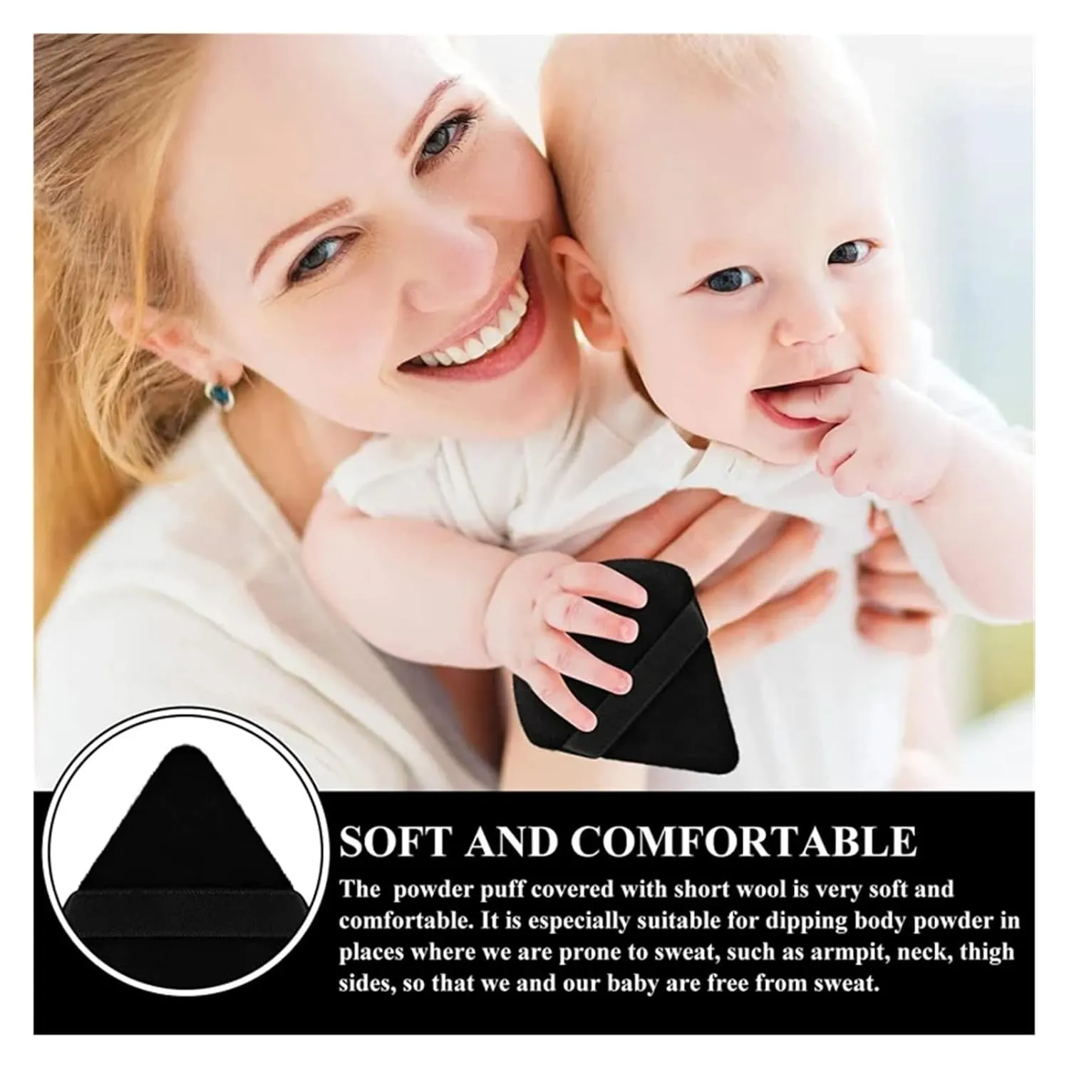 2/12Pcs Triangle Velvet Powder Puff Make Up Sponges for Face Eyes Contouring Shadow Seal Cosmetic Foundation Makeup Tool(Black and white-01)