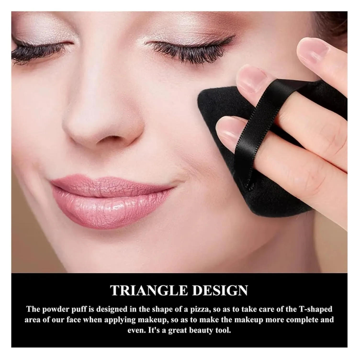 2/12Pcs Triangle Velvet Powder Puff Make Up Sponges for Face Eyes Contouring Shadow Seal Cosmetic Foundation Makeup Tool(Black and white-01)