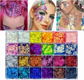 24 Color Pro Pallet - Holographic Body Glitter Gel for Body, Face, Hair - Vegan & Cruelty Free - Electric Bliss Beauty (24 Pack)