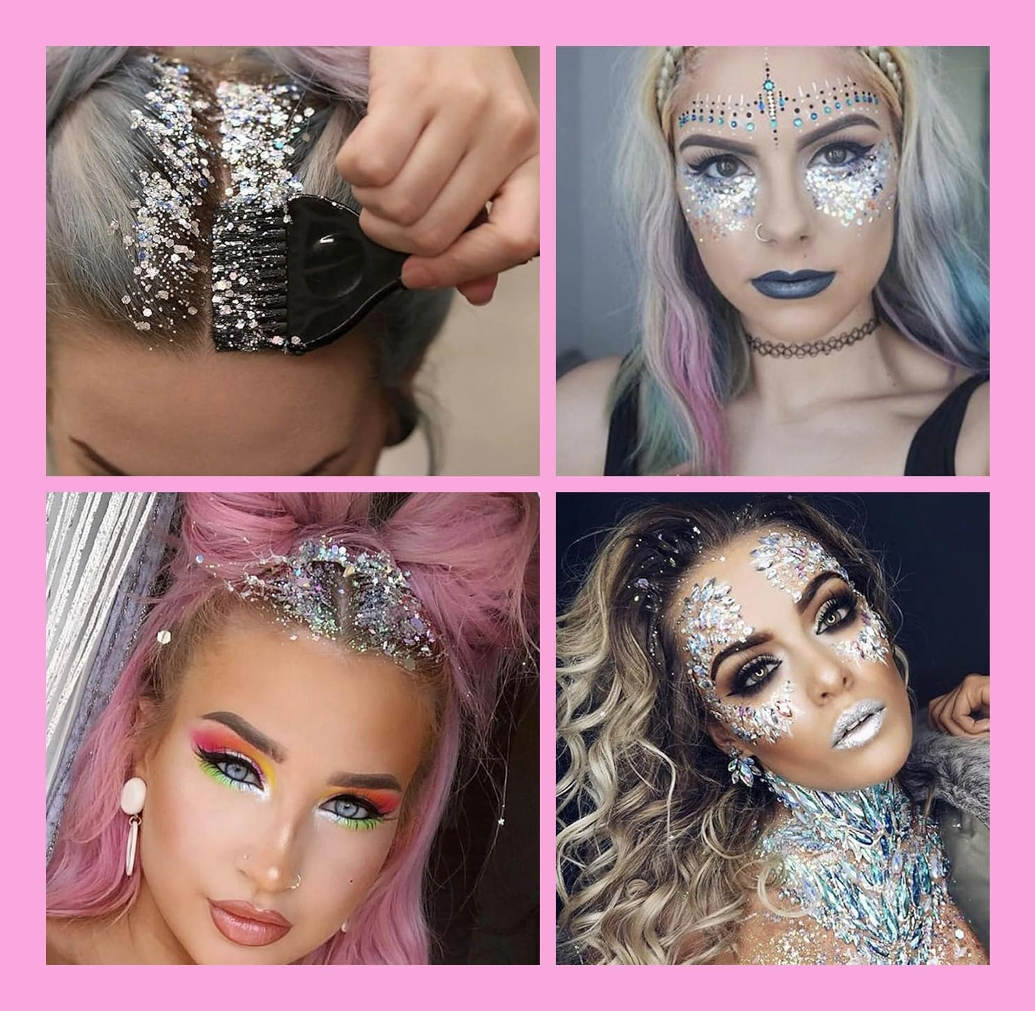 24 Color Pro Pallet - Holographic Body Glitter Gel for Body, Face, Hair - Vegan & Cruelty Free - Electric Bliss Beauty (24 Pack)