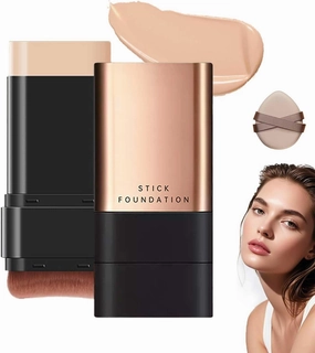 2 in 1- Luxury Anti-Wrinkle Foundation Stick, Natural Matte Finish Foundation Stick with Brush, Korea Flawless Eraser Foundation Stick, Double Head Foundation Make-Up Stick