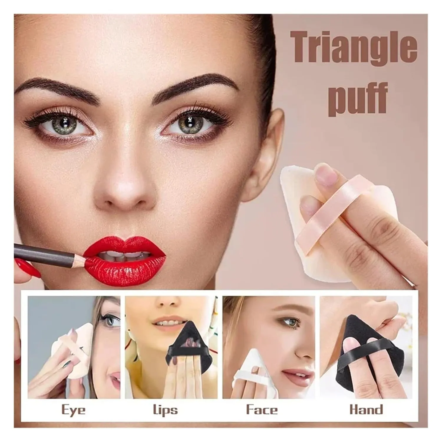 2Pcs Triangle Powder Puff Face Makeup Sponge Soft Velvet Cosmetic Puff Blender Beauty Foundation Sponge Make Up Accessories(2pcs-Skin)