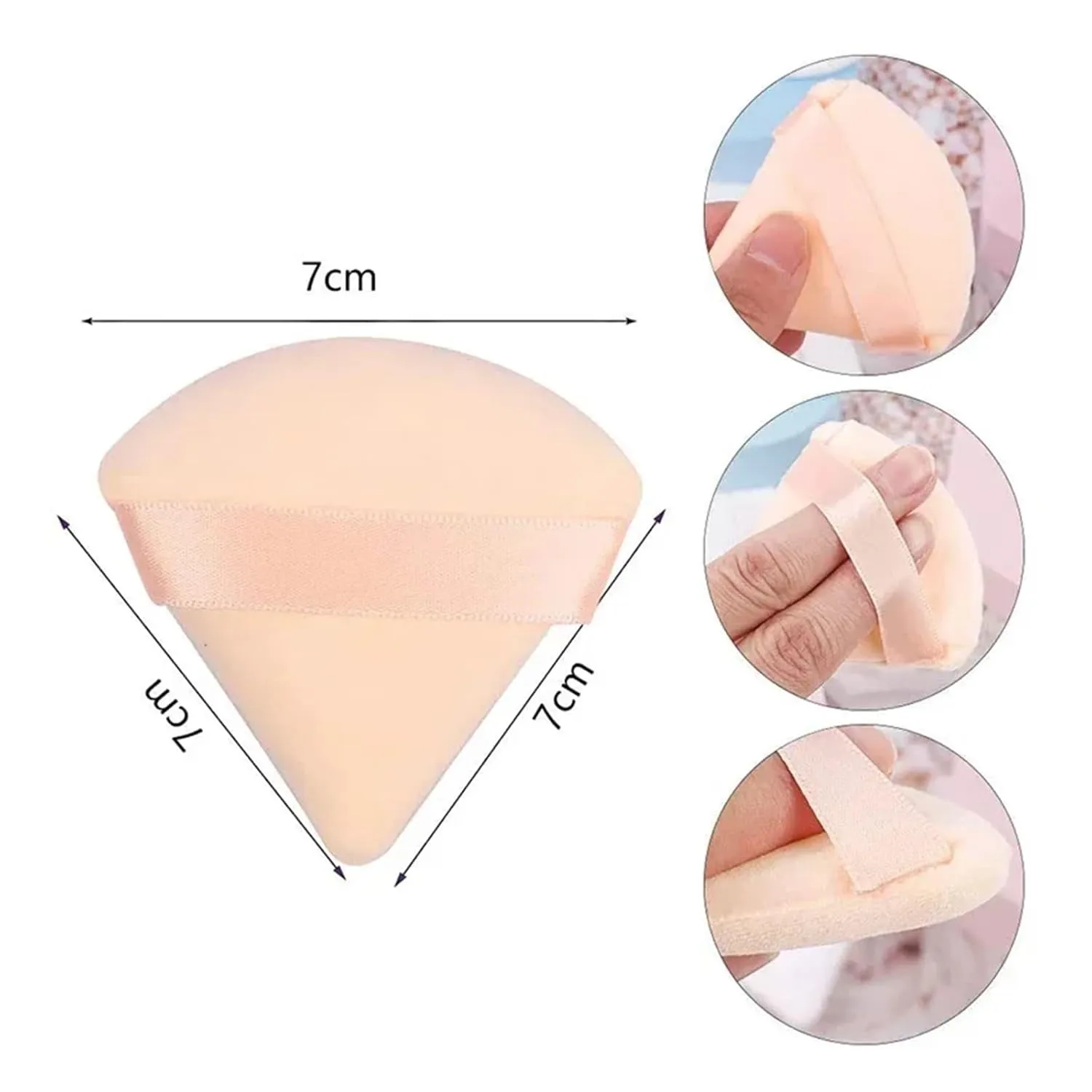 2Pcs Triangle Powder Puff Face Makeup Sponge Soft Velvet Cosmetic Puff Blender Beauty Foundation Sponge Make Up Accessories(2pcs-Skin)