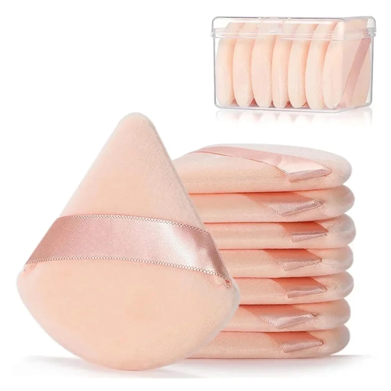 2Pcs Triangle Powder Puff Face Makeup Sponge Soft Velvet Cosmetic Puff Blender Beauty Foundation Sponge Make Up Accessories(2pcs-Skin)