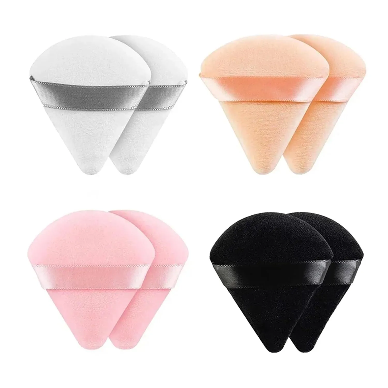 2Pcs Triangle Powder Puff Face Makeup Sponge Soft Velvet Cosmetic Puff Blender Beauty Foundation Sponge Make Up Accessories(2pcs-Skin)