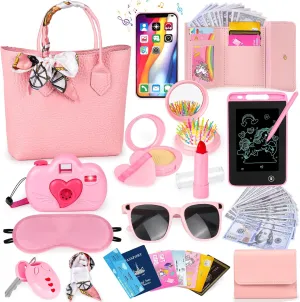 35PCS Little Girl Purse Toy Set, Toddler Purse Girl Toys Age 2-6 with Pretend Makeup, Play Kids Purse Princess Birthday, Toys for 2 3 4 5 6 Year Old Girls, Pink