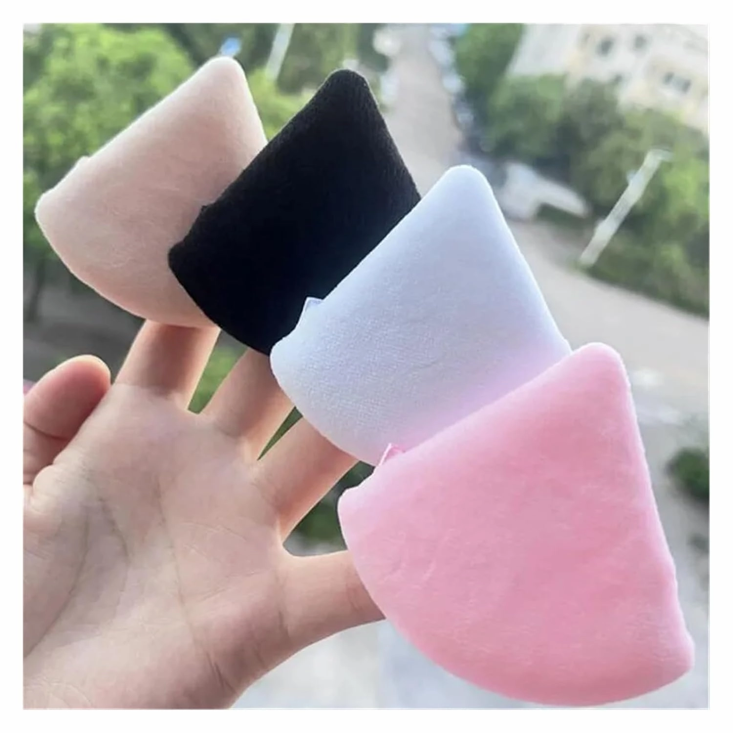 3/5/7Pcs Triangle Powder Puff Face Makeup Sponge Soft Velvet Cosmetic Puff Blender Beauty Foundation Sponge Make Up Accessories(5PCS Black)