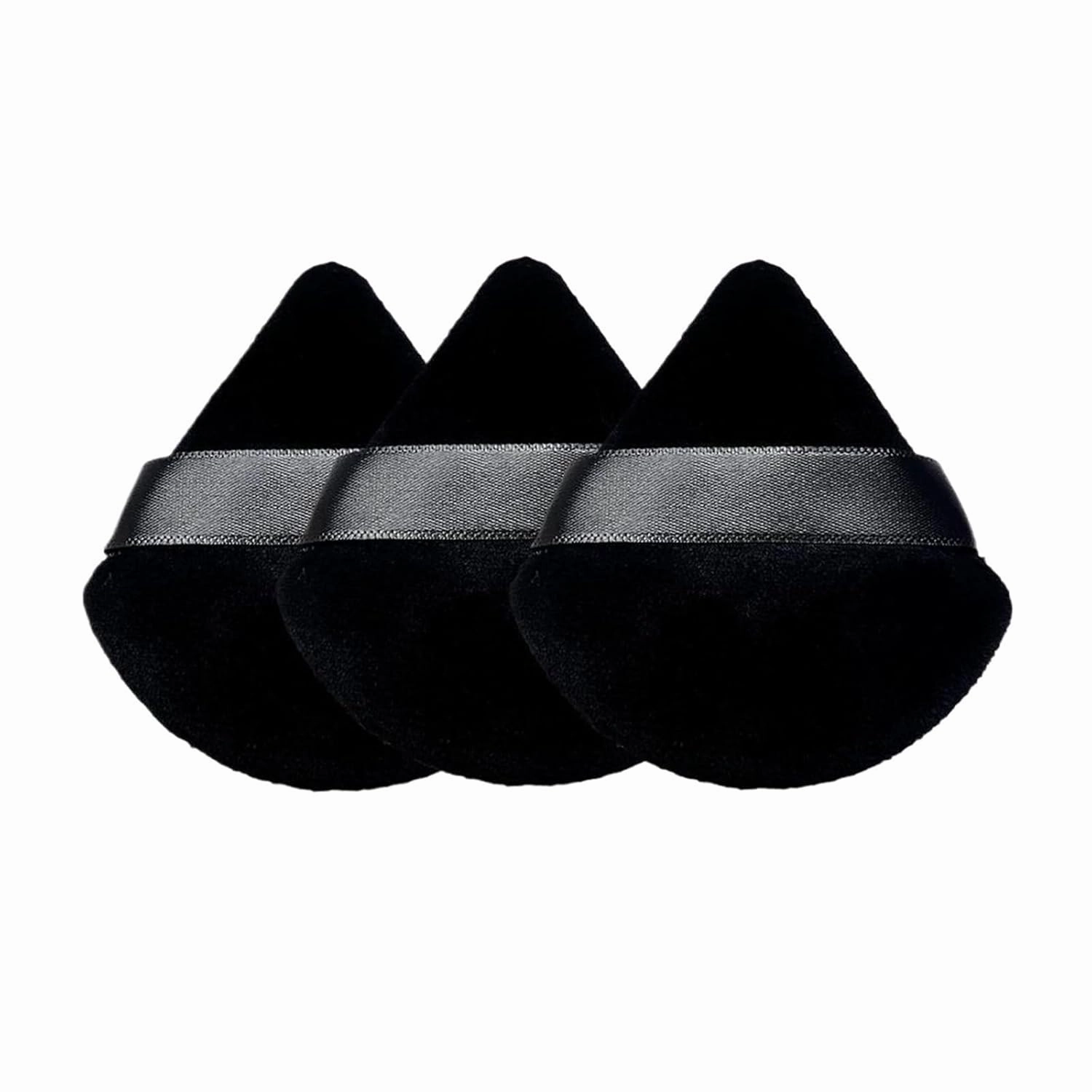 3Pcs Triangle Velvet Powder Puff Make Up Sponges for Face Eyes Contouring Shadow Seal Cosmetic Foundation Makeup Tool(Black)