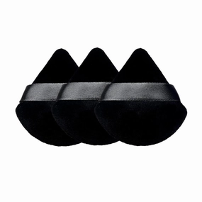 3Pcs Triangle Velvet Powder Puff Make Up Sponges for Face Eyes Contouring Shadow Seal Cosmetic Foundation Makeup Tool(Black)