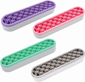 4 PCS Multi-Purpose Cosmetic Storage Box, Desktop Organizers Silicone Make Up Brush Storage Stand Desktop Storage Box for Brush,Eyeliner Pencil,Painting Brush(Green/Pink/Grey/Purple)