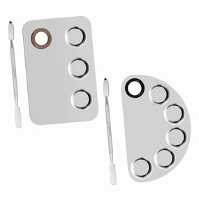 4pcs Stainless Steel Nail Art Mixing Plates Cosmetic Tools for Blending Foundation Lipstick Eyeshadow for Beauty Salons Personal Use Silver Color