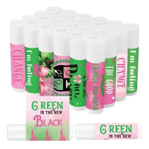 50 Pack Green and Pink Lip Balm Gifts Bulk, Witch Lip Care Moisturizing and Nourishing Lip Balm for Girls Women Favors Supplies