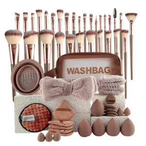 56X Concealer Blush Eyeshadow Applicator Brushes - Makeup Tool Set With Organizer | Beauty Tools Accessories | Blush Eyeshadow Applicator Brushes With Blender Sponge For Home, Travel,