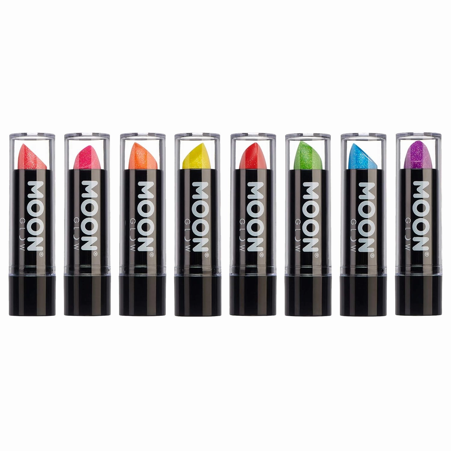 5g Neon UV Glitter Lipstick - Set of 8 - Glows brightly under blacklights