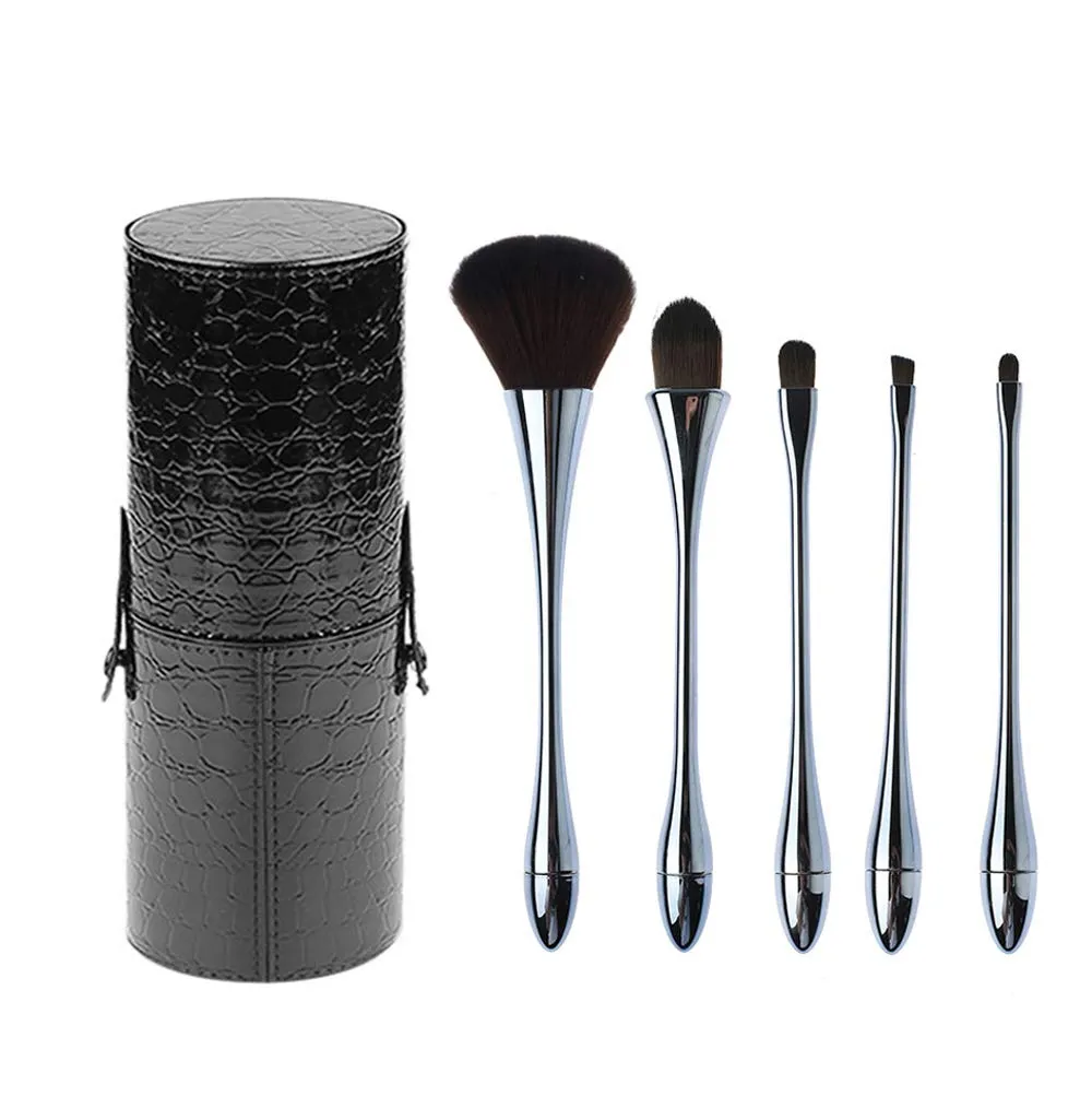 5PCS Makeup Brushes Premium Makeup Brush Set Synthetic Kabuki Cosmetics Foundation Blending Blush Eyeliner Face Powder Brush Makeup Brush Kit With Bag (blue)