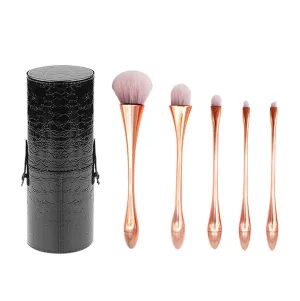 5PCS Makeup Brushes Premium Makeup Brush Set Synthetic Kabuki Cosmetics Foundation Blending Blush Eyeliner Face Powder Brush Makeup Brush Kit With Bag (Rose gold)