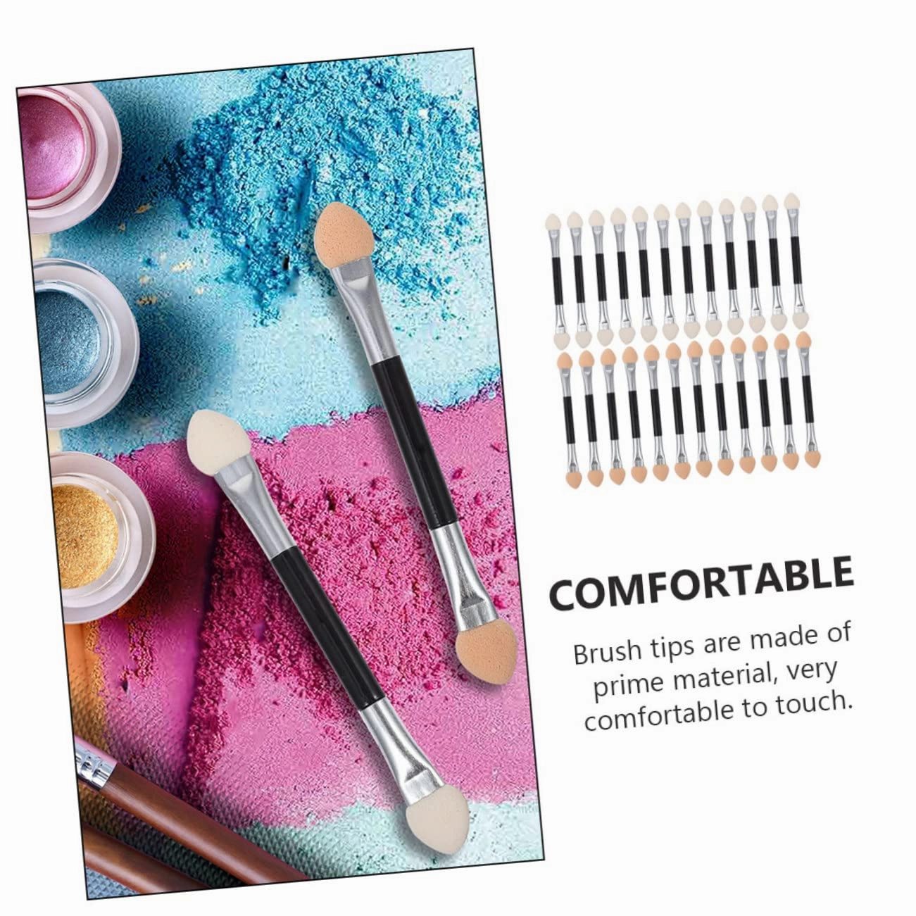 5sets Makeup Supplies Eye Shadow Brush Green Double-ended Eyeshadow Applicator Sticks Small Makeup Brush for Women 24pcs*5