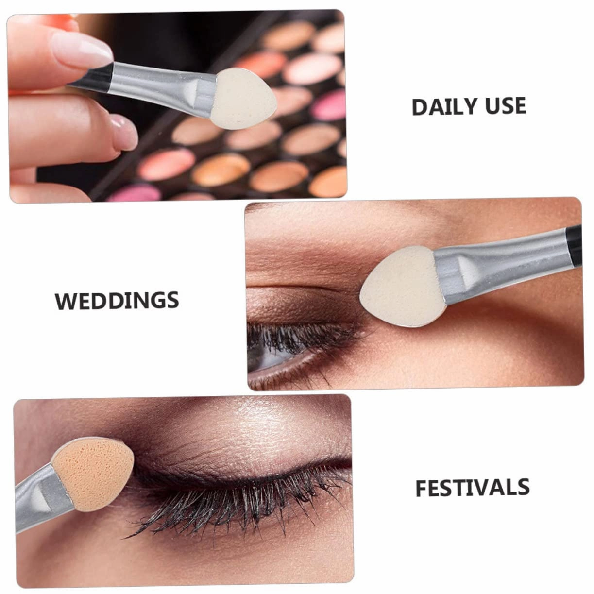 5sets Makeup Supplies Eye Shadow Brush Green Double-ended Eyeshadow Applicator Sticks Small Makeup Brush for Women 24pcs*5
