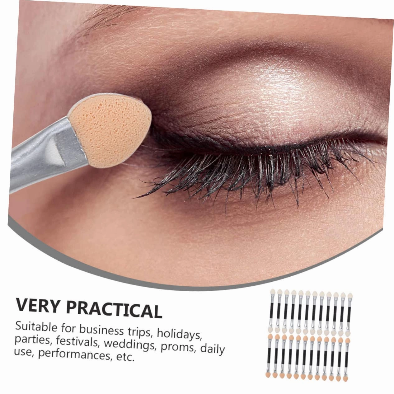 5sets Makeup Supplies Eye Shadow Brush Green Double-ended Eyeshadow Applicator Sticks Small Makeup Brush for Women 24pcs*5